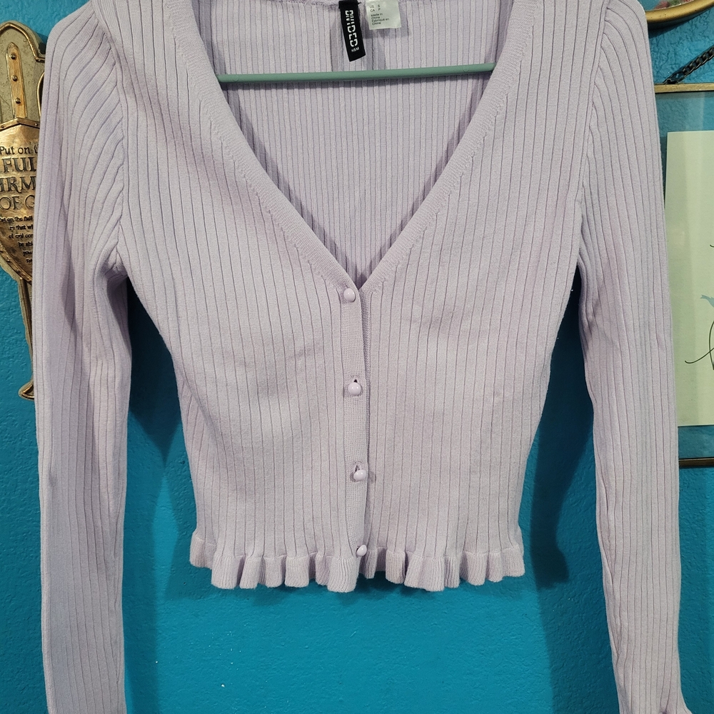 H&M Lilac Ribbed Cardigan